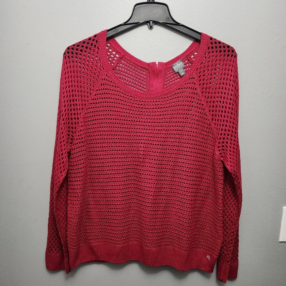 Soho women's blouse top size XL red mesh sweater new without tags